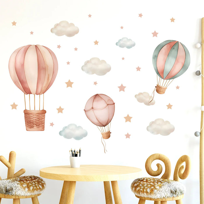 Cartoon Cloud Star Balloon Wall Stickers For Kids Room Decor