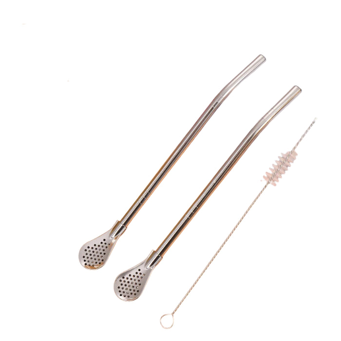 2 In 1 Stainless Steel Straw Spoon For Mixing Drinks