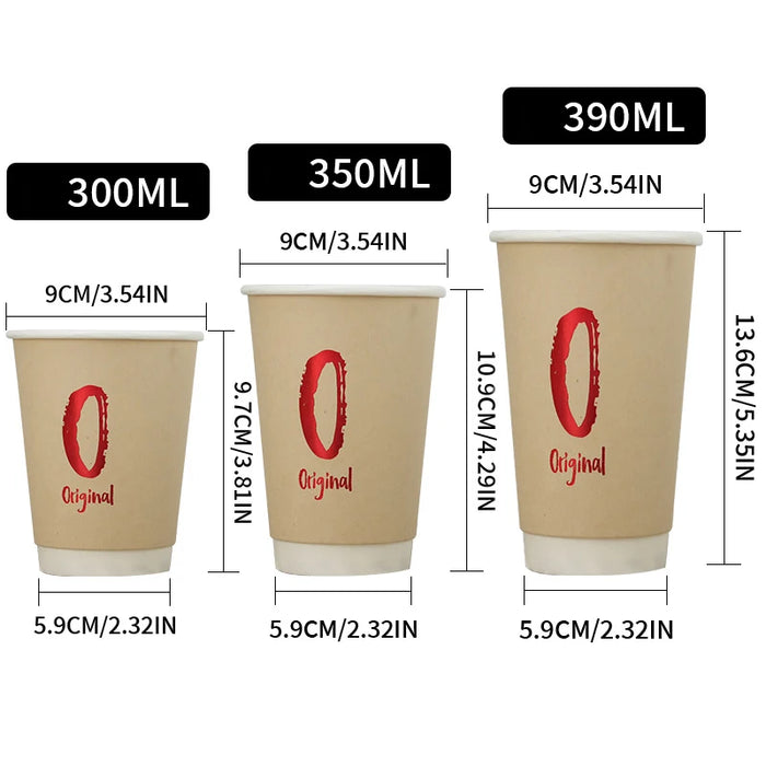 25 Piece Bamboo Double Wall Paper Cups For Hot / Cold Drinks Natural & Eco Friendly