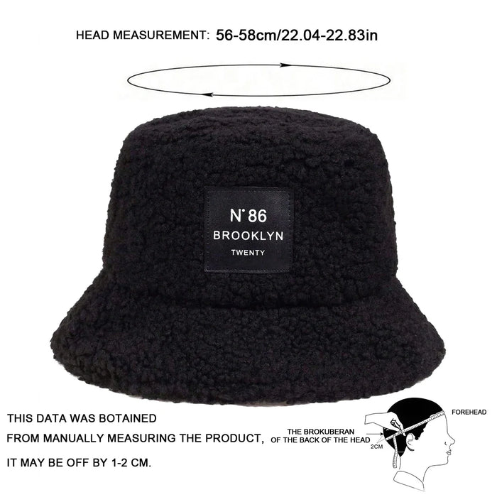 Brooklyn Label Lambhair Bucket Hat Unisex Sunscreen Cap