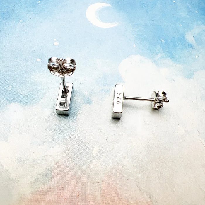 925 Sterling Silver Geometric White Zircon Studs