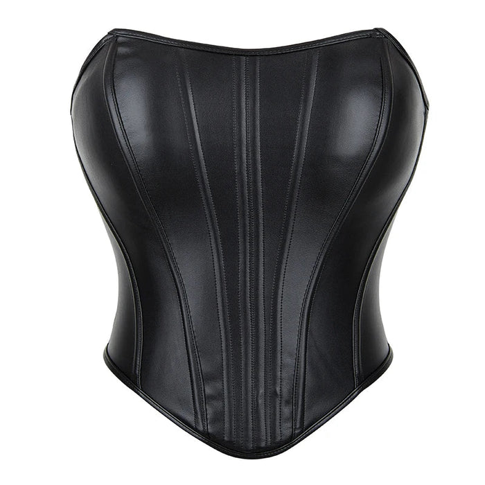 Steampunk Cropped Top Black Frill Retro Corset With Zipper Plus Size S-Xxl