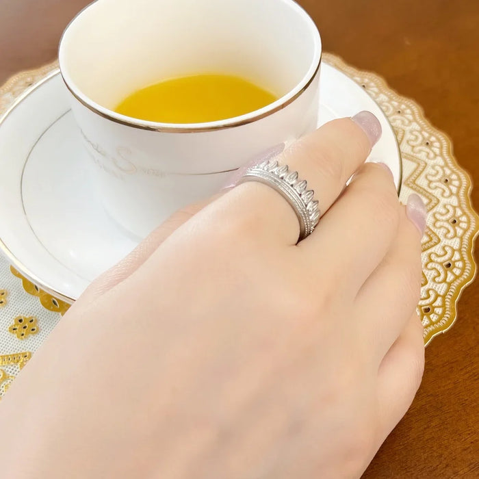 925 Sterling Silver Leaves Crown Band Ring Ethnic Women