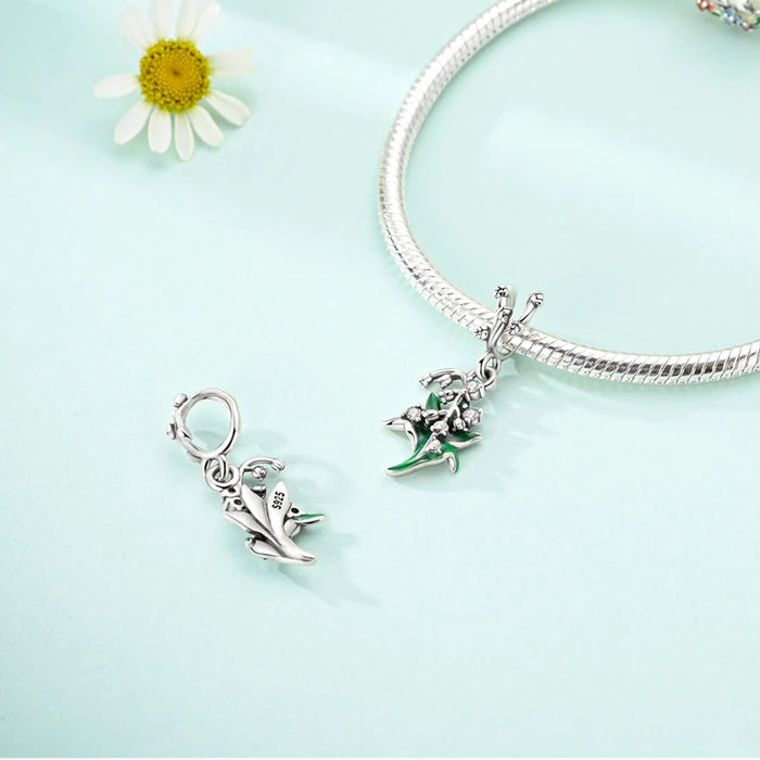 925 Sterling Silver Linglan Flower Pendant Fits Bracelets & Necklaces Diy Gift