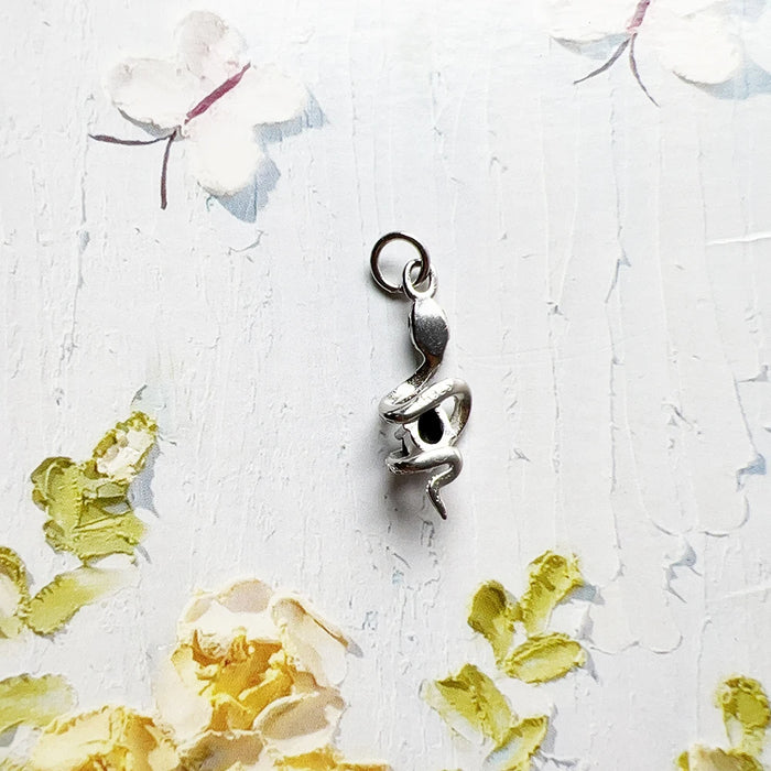 925 Sterling Silver Snake Pendant With Black Stone Romantic Gift For Her