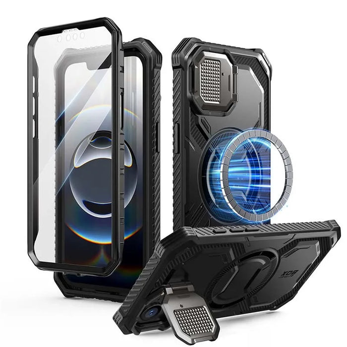 For Iphone 16E Armorbox Full-Body Heavy Duty Military-Grade Protection Rugged Magnetic Phone Case With Stand