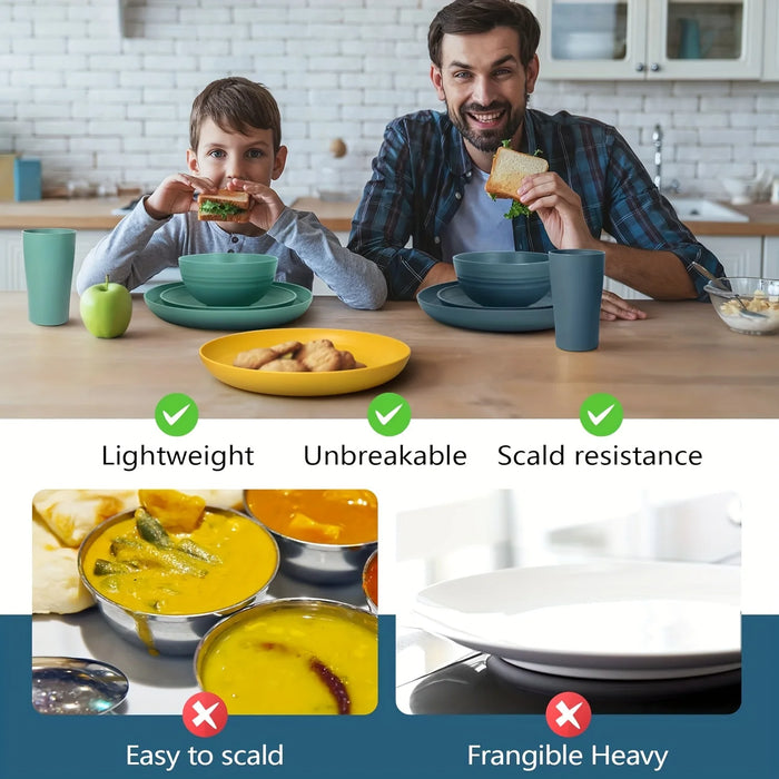 32 Piece Plastic Dinnerware Set For 8 Person Plates Bowls Cups