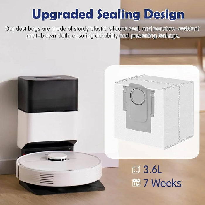 16 Pieces Dust Bags For Roborock S8 Pro Ultra S8+ Q7+ Q7 Max+ Q8 Max+ Robot Vacuum 3.6 L Large Capacity Disposable Bag