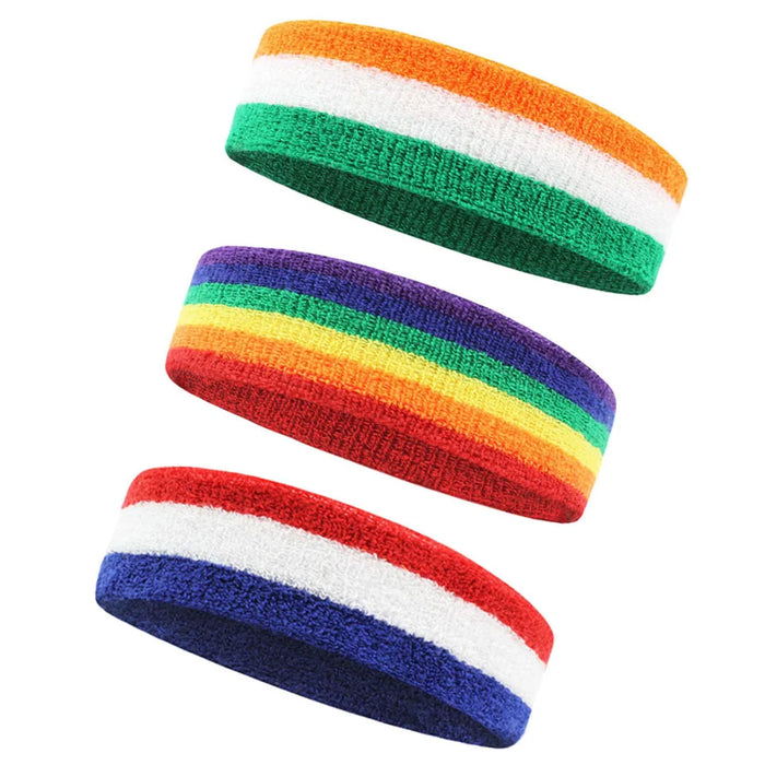 3Pc Moisture Wicking Sports Headbands Sweatproof For Men & Women Tennis Basketball Running Gym
