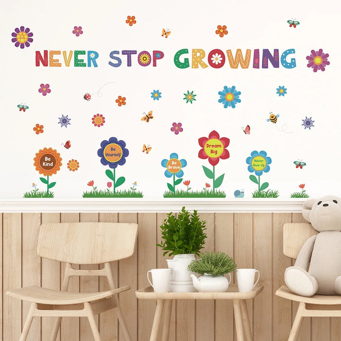 Colourful Flower Wall Stickers For Kids Room Decor