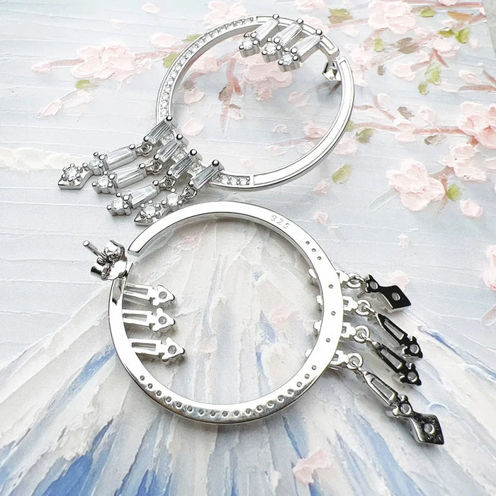 925 Sterling Silver Sun Hoop Earrings For Women & Glamorous