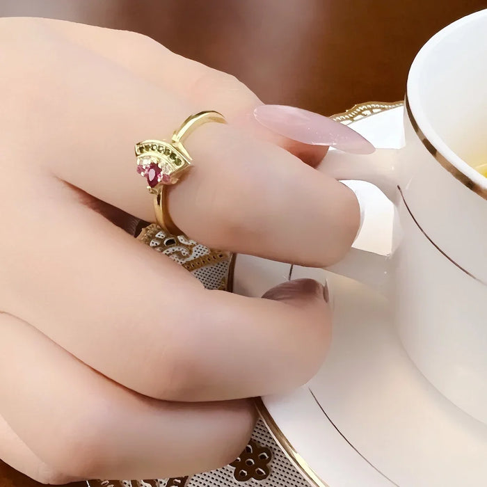 925 Sterling Silver Golden Watermelon Ring Europe Style Fine Jewelry For Women Sweet & Stylish