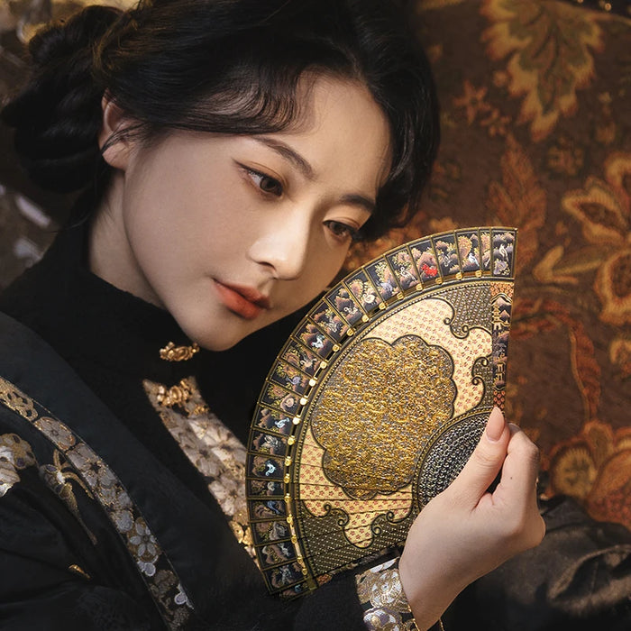 Gold Landscape Folding Fan 3D Metal Puzzle For Adults Summer Gift