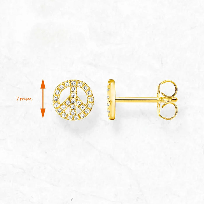 925 Sterling Silver Peace Stud Earrings Classic Gift
