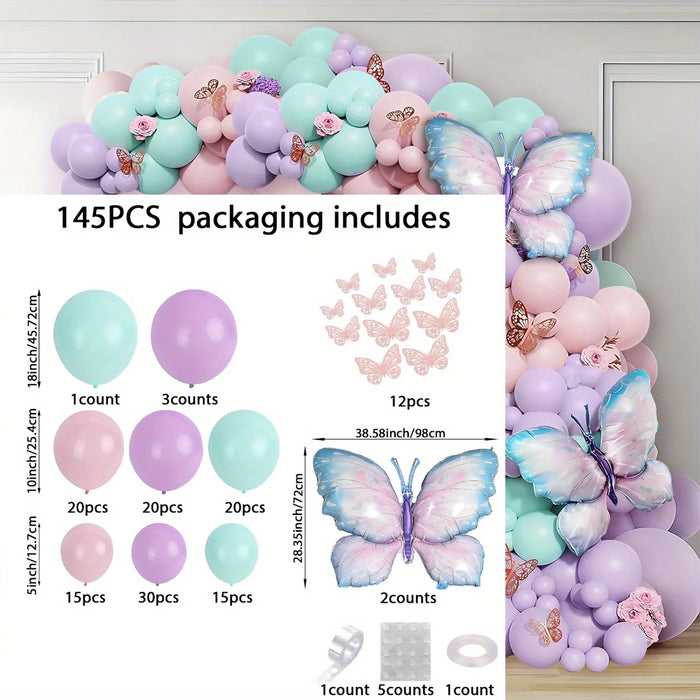 145 Butterfly Balloon Set Suitable For Indoor And Outdoor Decoration Such As Birthday Parties Weddings Anniversaries Etc