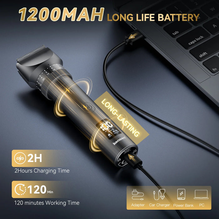 2-In-1 Hair Trimmer Kit For Men Wet/Dry Adjustable Electric