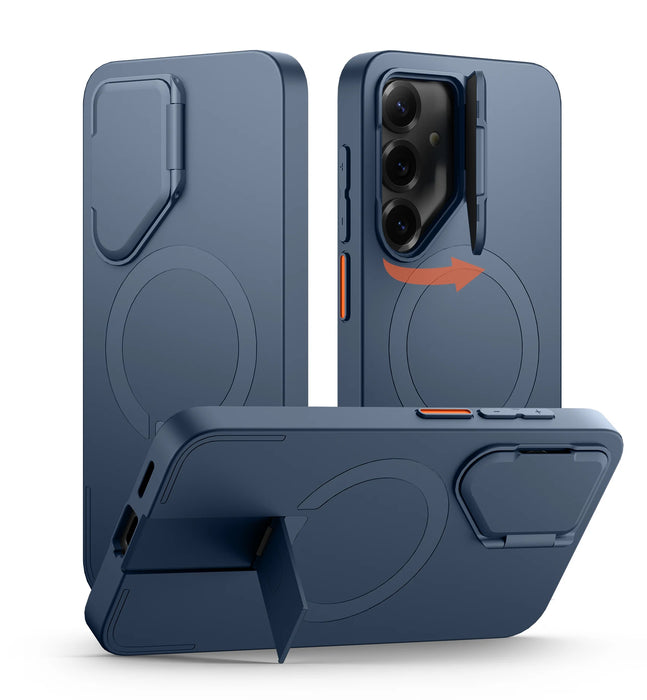 For Samsung Galaxy S25 Ultra S25+ Magnetic Shockproof Bumper Protective Case With Camera Protector Adjustable Metal Kickstand