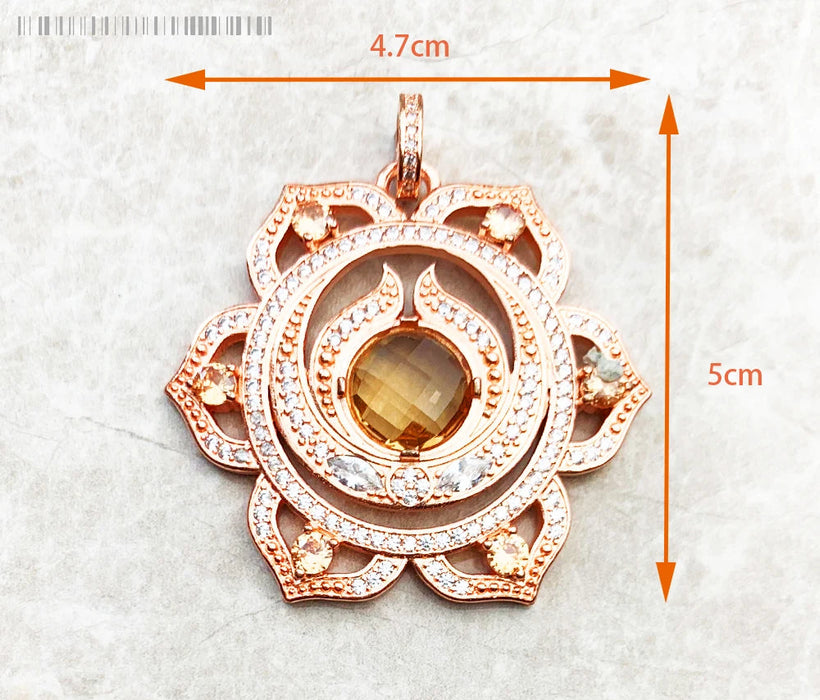 925 Sterling Silver Aztec Tiger Chakra Amulet Pendant Mythical Compass Jewelry For Women & Men