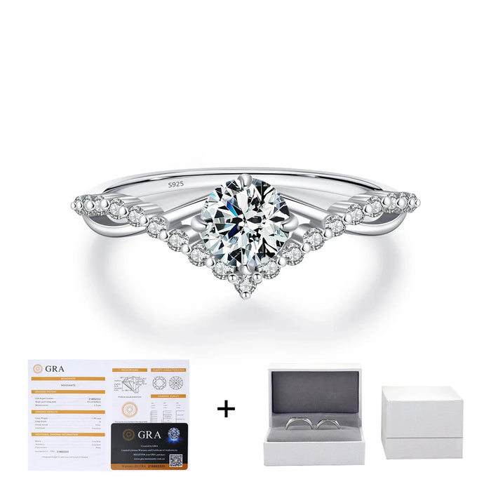 925 Sterling Silver Delicate Moissanite & Lab Diamond Ring For Women