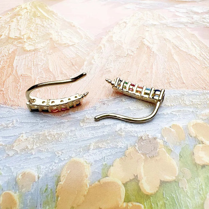 925 Sterling Silver Colourful Stone Ear Climbers For Women