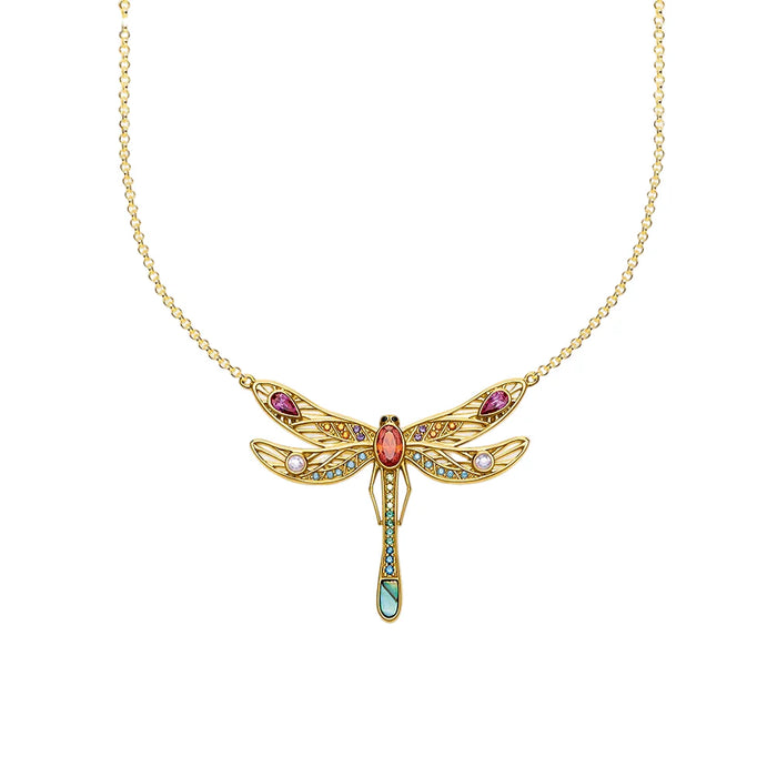 925 Sterling Silver Bohemian Dragonfly Necklace Fine Jewelry For Women