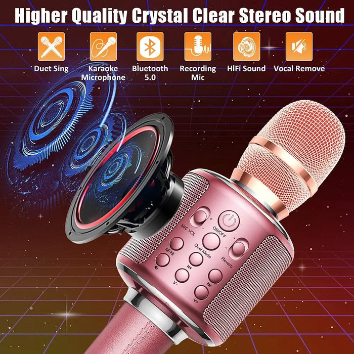 Portable Karaoke Mic Wireless Singing Machine With Duet Record Play Reverb