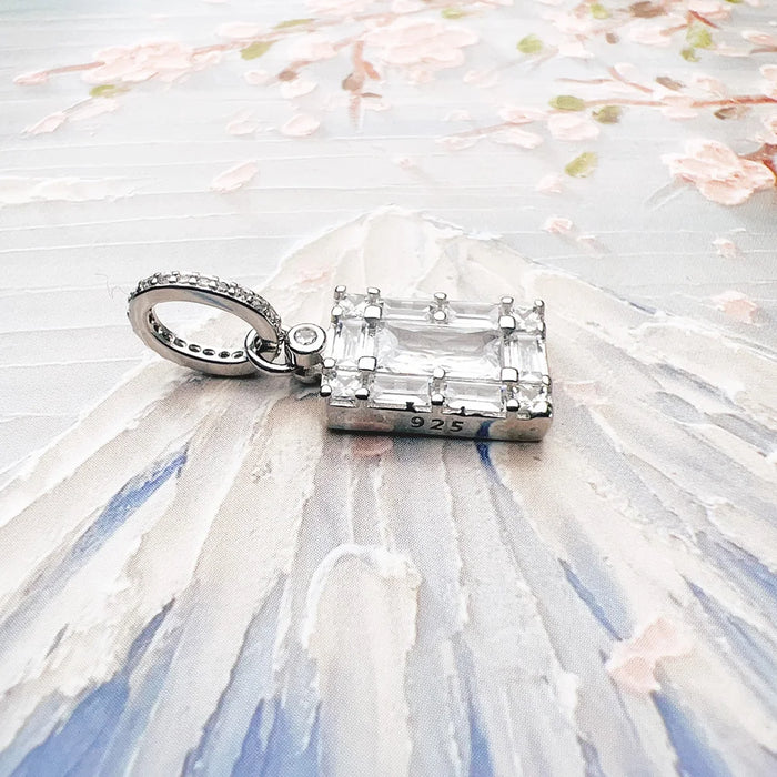 925 Sterling Silver Timeless Rectangle Pendant Europe Style Classic Gift For Her