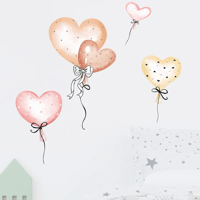 Hand Painted Heart Balloon Wall Stickers For Kids Room