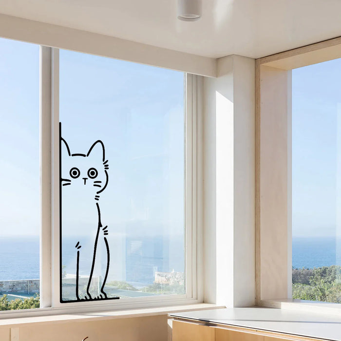1Pc Self Adhesive Wall Stickers For Home Decor Black Lines Peeping Cats Decals