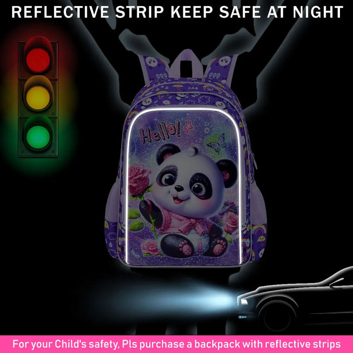 16 Inch Girls Panda Backpack Set With Lunch Box