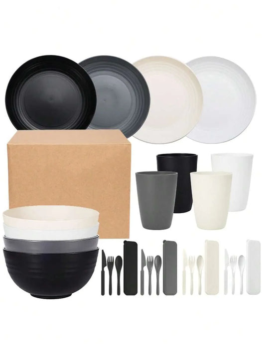 7 / 28 Piece Reusable Plastic Tableware Set For Home Parties