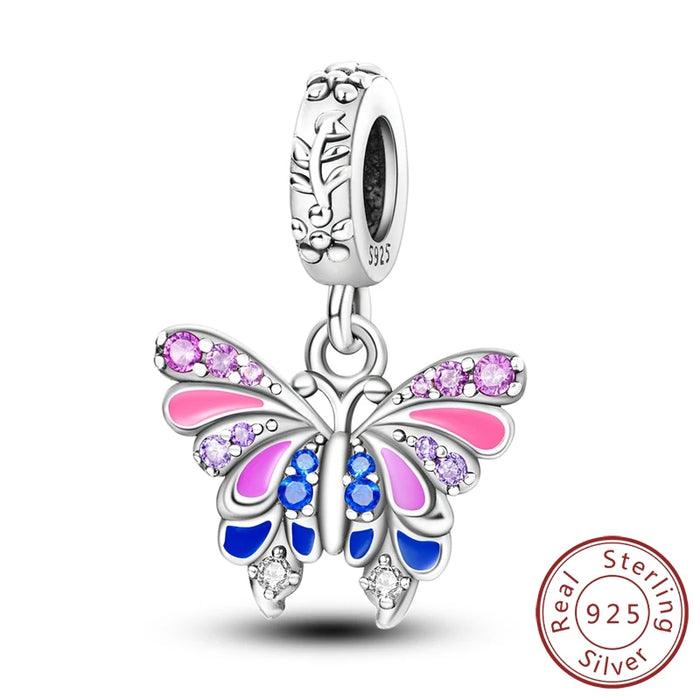 925 Sterling Silver Butterfly Pendant Fits Bracelet Diy Gift For Women