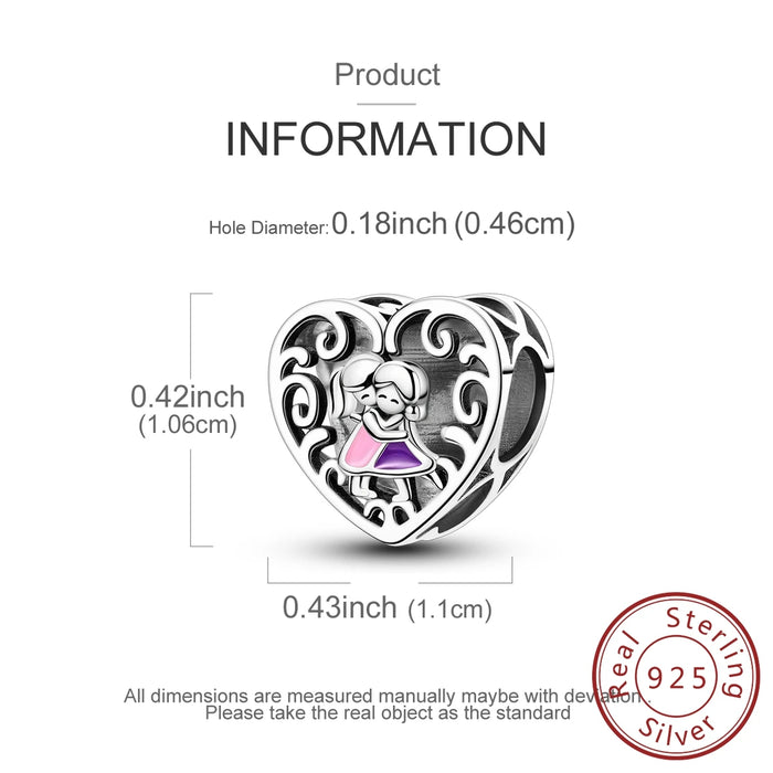 925 Sterling Silver Forever Sisters Charms Fits Bracelets & Necklaces Diy Jewelry For Women