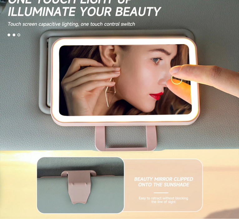 Rechargeable Led Sun Visor Makeup Mirror For Car Interior Universal Fit
