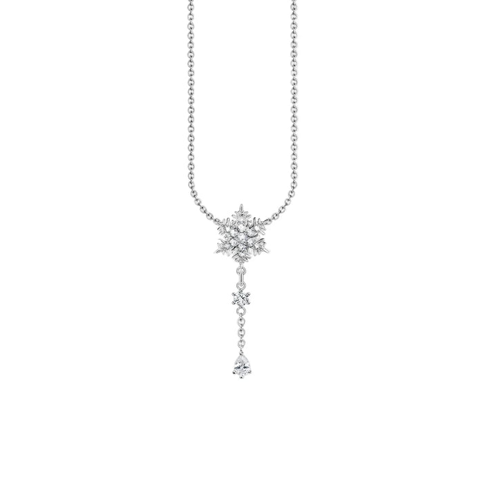 925 Sterling Silver Snowflake Necklace & Earring Set Trend