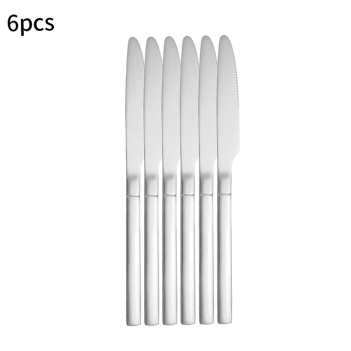 6 / 30 Piece Stainless Steel Tableware Set High End Silver Cutlery For Kitchen & Restaurant