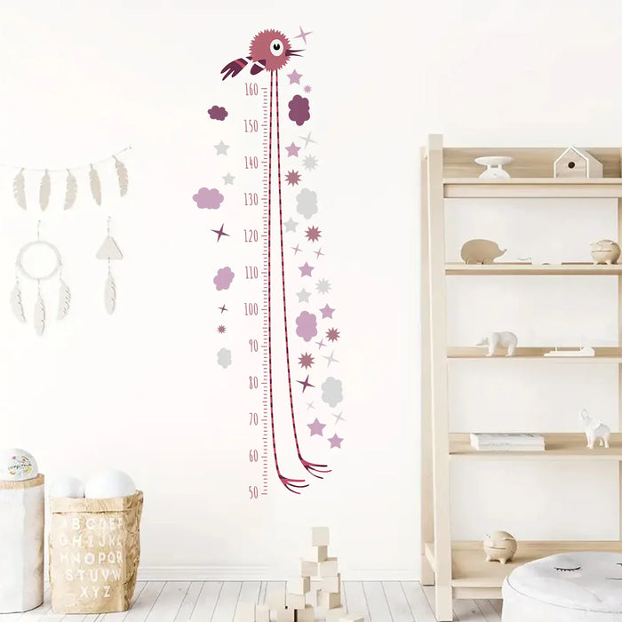 2 Piece Pvc Self Adhesive Height Stickers For Room Decor With Funny Long Leg Bird Pattern Wall Decals For Kids Room
