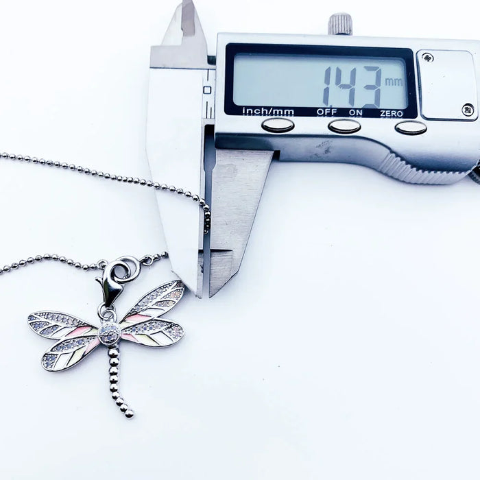 925 Sterling Silver Dragonfly Filigree Charm Necklace Fashion For Women