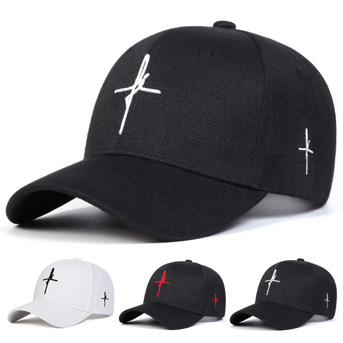 Embroidered Cross Baseball Cap Adjustable Sun Hat For Men & Women
