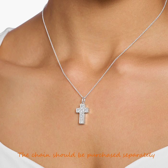 925 Sterling Silver White Cross Pendant Trendy Accessory For Women