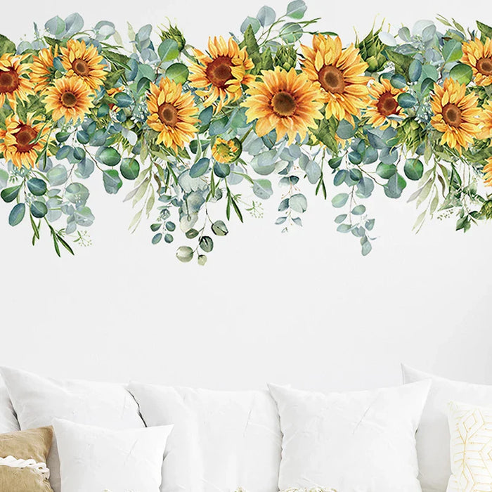 Hand Painted Sunflower Wall Stickers For Home Decor 109X50Cm