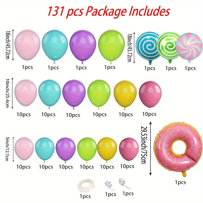 131Pcs Rainbow Lollipop Balloon Garland Decoration Set Birthday Party Pride Month Indoor And Outdoor Style Decoration