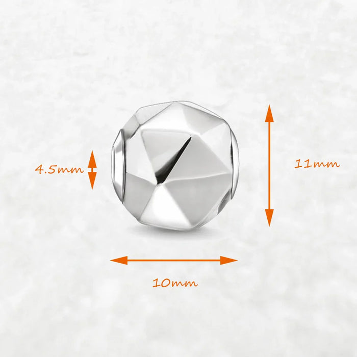 925 Sterling Silver Summer Facted Beads Pendant Charm For Karma Jewelry