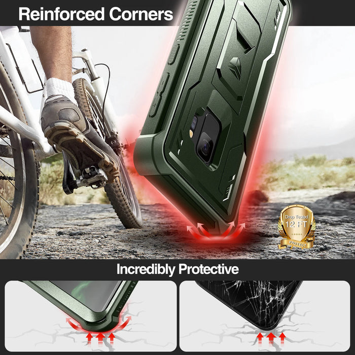 For Samsung Galaxy S9 Heavy Duty Military Grade Protection Shockproof Case Built In Screen Protector And Kickstand