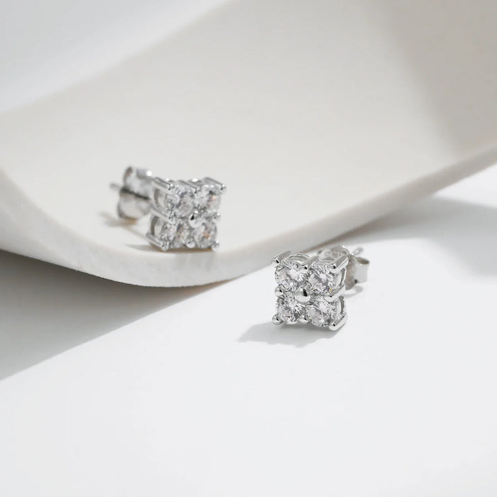 925 Sterling Silver Dazzling Moissanite Stud Earrings In