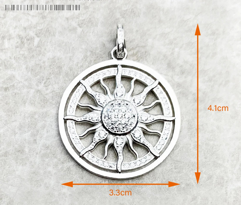925 Sterling Silver Sun Star Cz Pave Pendant Fine Jewelry For Men & Women