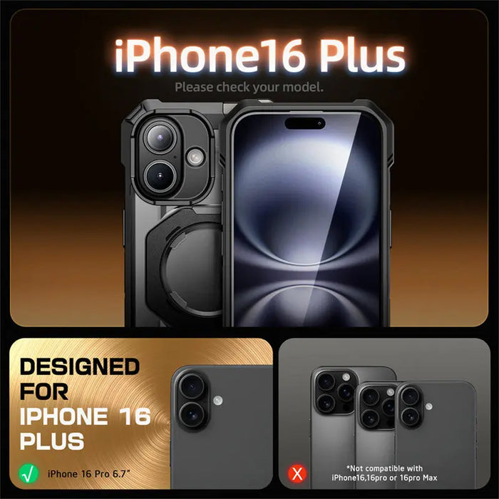 For Iphone 16 Plus Ub Grip Heavy Duty Rugged Magnetic Phone Case With With Camera Control Capture Button & Stand