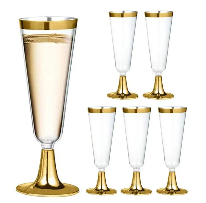 24 Piece Disposable Plastic Champagne Flutes For Weddings & Parties