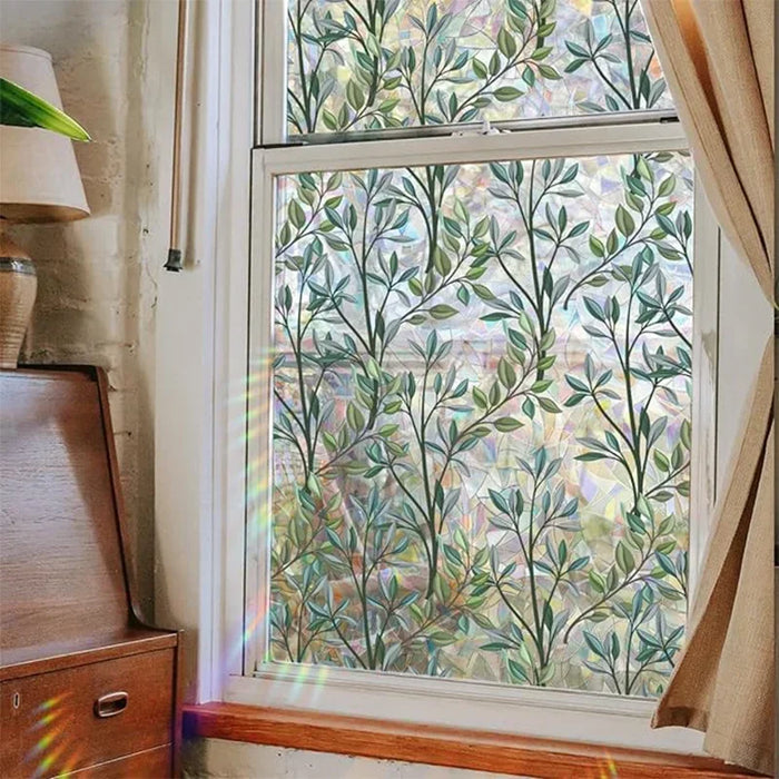 Green Vines Leaves Stained Glass Window Film - Frosted Decals For Kitchen Door