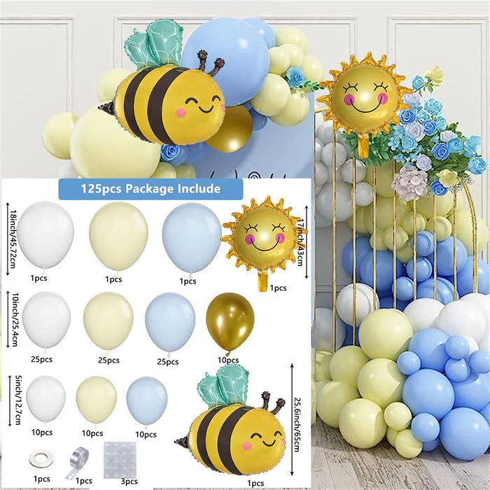125Pcs Bee Balloon Garland Arch Set Wedding Birthday Party Anniversary Graduation Easter Indoor And Outdoor Decoration